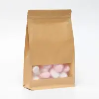 Пакет Zip - lock Крафт с плоским дном, прямоугольное окно, 20×30 см