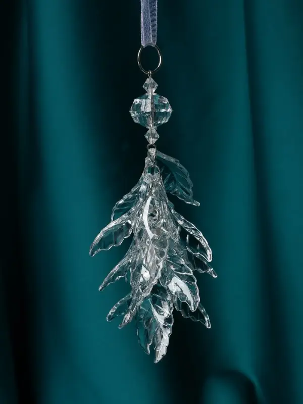 Украшение ёлочное "Льдинка" листики, 12х4,5 см, прозрачный
