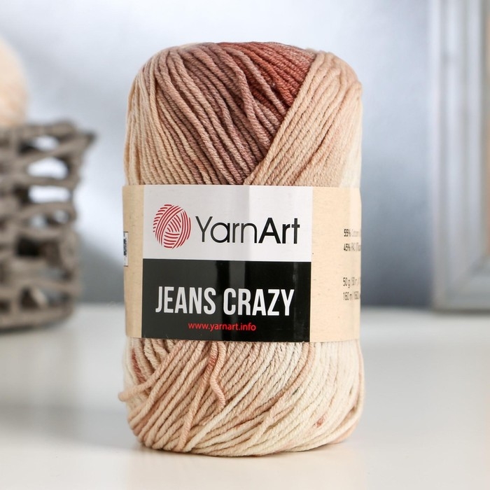 Пряжа Пряжа "Jeans crazy" 55% хлопок, 45% акрил 160м/50гр (8201 принт)