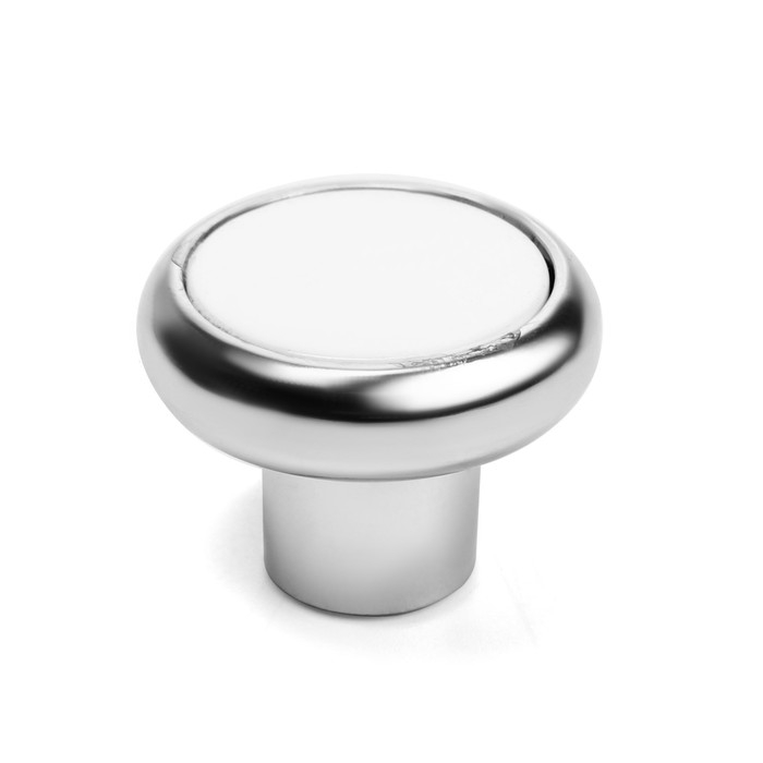 Ручка кнопка ТУНДРА РК101, цвет хром с белой вставкой, 8 шт TMP Ручка кнопка ТУНДРА РК101, цвет хром с белой вставкой, 8 шт TMP