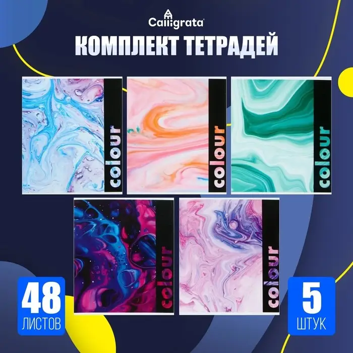 Тетрадь 48 листов в клетку, Calligrata &laquo;Ассоциация&raquo;, 5 штук