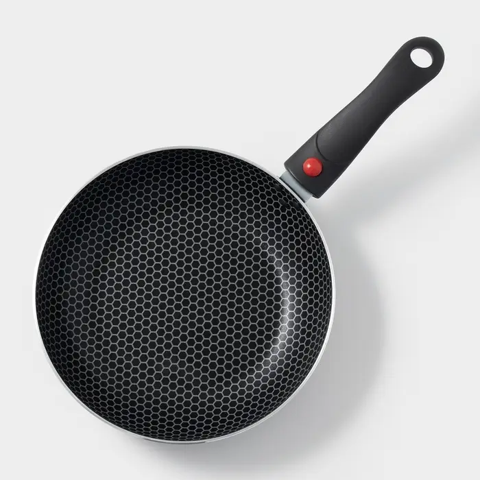 Сковорода Forever, d=22 см, съёмная ручка, стеклянная крышка, антипригарное покрытие, алюминий, чёрная