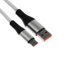 Кабель Type-C - USB, 5 A, оплётка TPE, утолщенный, 1 метр, белый