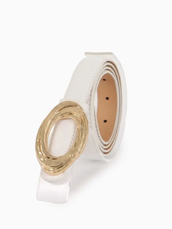 Ремень жен 04-01-01-04, Июнь2513, 2,4*0,3*110 см, без винта, пряж золото, гвоздик, белый