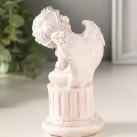 Фигура полистоун "Ангелочек на колонне" 14х7,5х7 см
