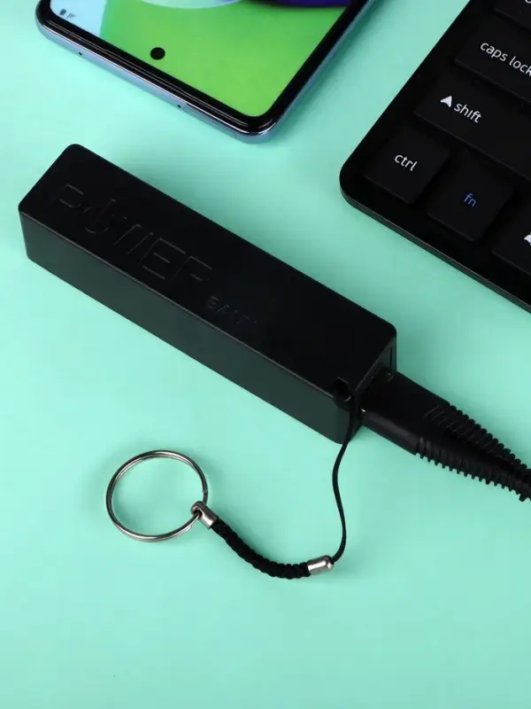 Внешний аккумулятор PB-03, 2200 мАч, USB, 1 А, крепление кольцо, чёрный