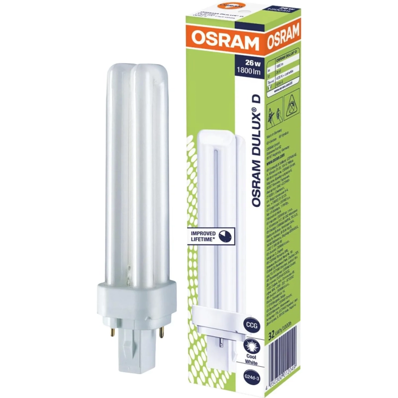 Лампа люминесцентная КЛЛ OSRAM CFL DULUX D 26W/840 G24D-3 123047
