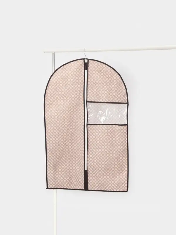 Чехол для одежды Доляна &laquo;Браун&raquo;, ПВХ окно, плотный, 90&times;60 см, коричневый