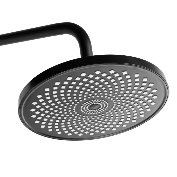 Душевая система ZEIN Z3895, с термостатом, лейка верхняя d=23 см, ручная 12.5 см, чёрная