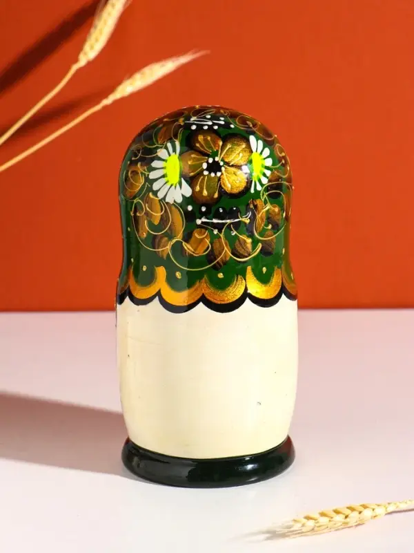 Матрёшка дерево «Марфа», чёрно-зелёный платок, 5-кукольная, 19 см