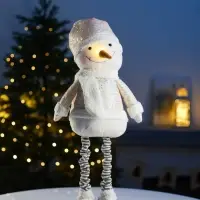 Светодиодная фигура &laquo;Снеговик&raquo; 55-84 см, текстиль, телескопические ножки, 1 LED, от батареек LR1130&times;3, свечение тёплое белое