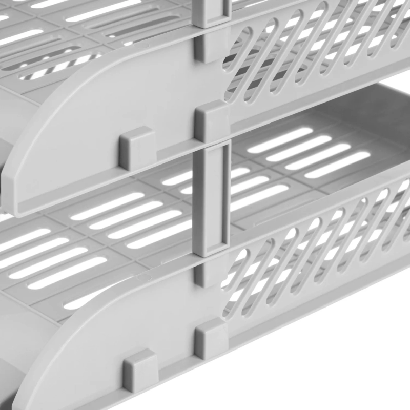Лоток горизонтальный для бумаг Deli E9213, 3шт/наб, 325x241x255мм,пласт,сер