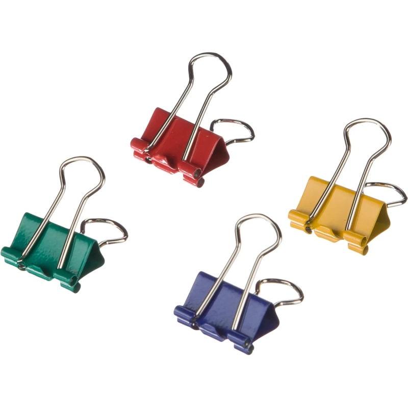 Зажимы для бумаг 19мм 48шт./уп. Комус цветные, в пласт. боксе