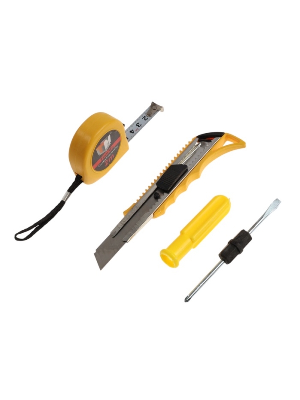 Набор инструментов в блистере ЛОМ, рулетка, отвертка 2 в 1, нож, 3 шт. Набор инструментов в блистере ЛОМ, рулетка, отвертка 2 в 1, нож, 3 шт.