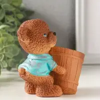 Подставка для мелочей &laquo;Медведь с горшком&raquo; 9&times;10&times;6 см, мультиколор, гипс