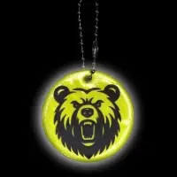 Светоотражающий элемент двусторон медведь рык 4,7*4,7см цепочка салатовый АУ