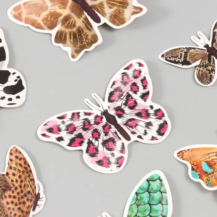 Бабочки картон "Шкуры животных" набор 12 шт h=4-10 см