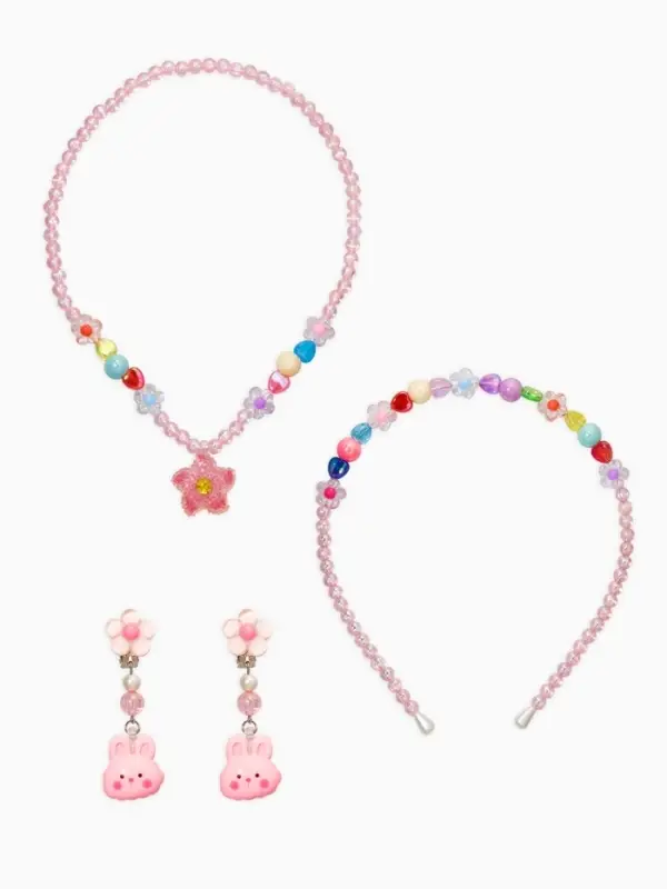 Комплект детский «Выбражулька» 3 предмета, клипсы, бусы, ободок, крлики, цветной Комплект детский «Выбражулька» 3 предмета, клипсы, бусы, ободок, крлики, цветной