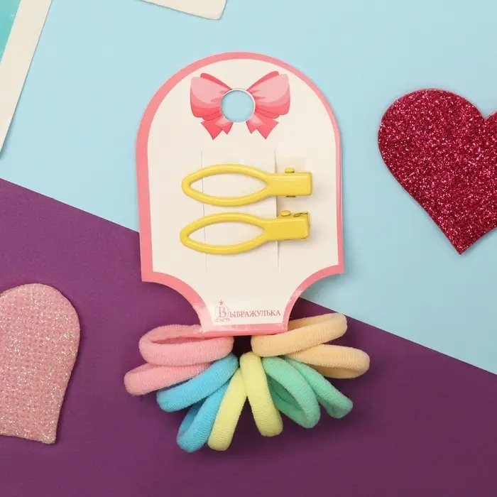 Набор для волос Набор для волос "Карамель" (10 резинок 1,5 см, 2 зажима 3 см) рыбка, жёлтый