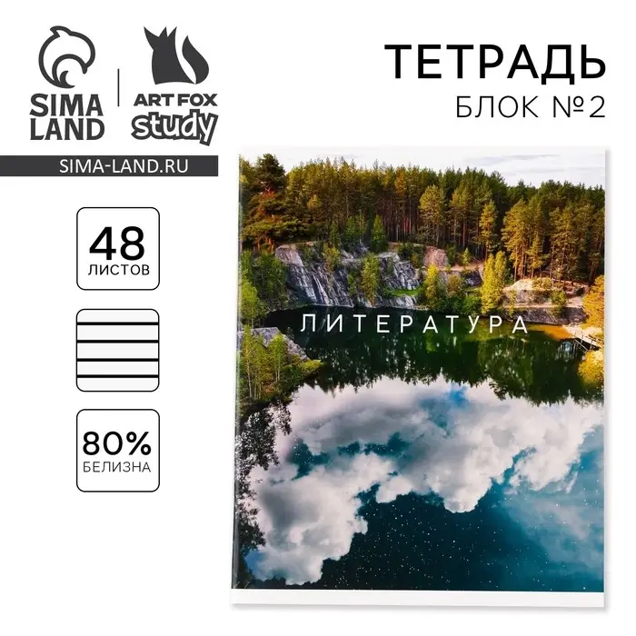 Тетрадь в линейку, предметная, 48 л.,на скрепке, А5 &laquo;ПРИРОДА. Литература&raquo;