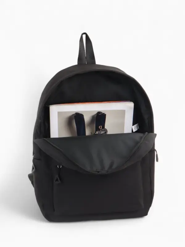 Рюкзак, 28*11*40, отд на молнии, 2 н/к на молнии, 2 б/к, черный