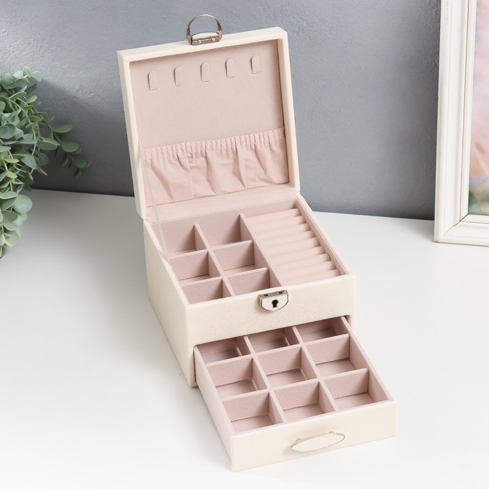 Шкатулка кожзам для украшений  Шкатулка кожзам для украшений "Белые облака" 16х16х11,8 см