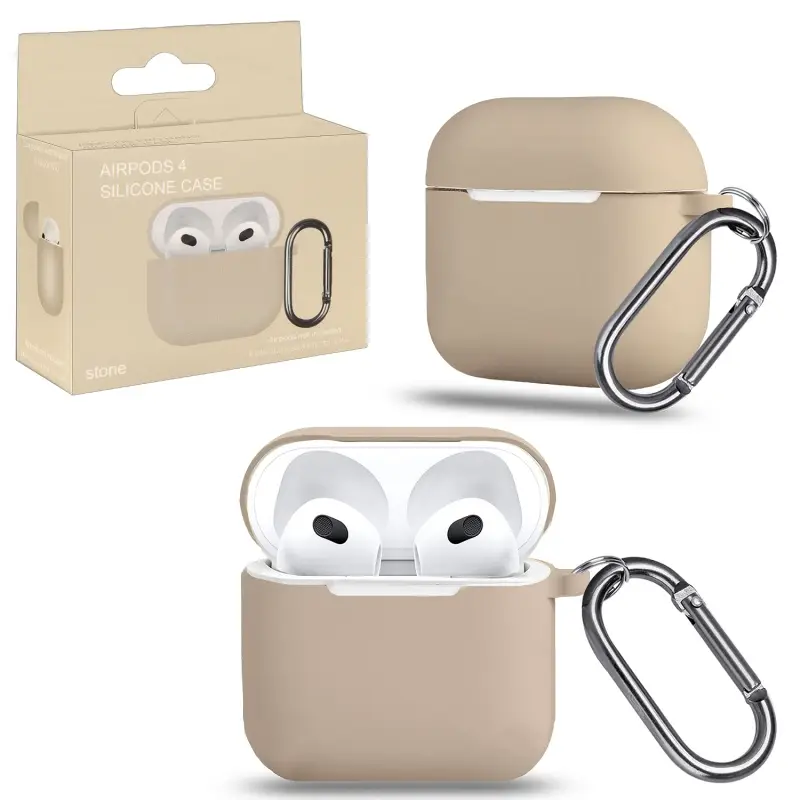 Чехол для AirPods 4 с карабином №1 Stone