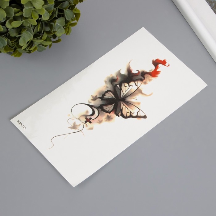 Татуировка на тело цветная Татуировка на тело цветная "Бабочка в чернилах" 11,4х21 см