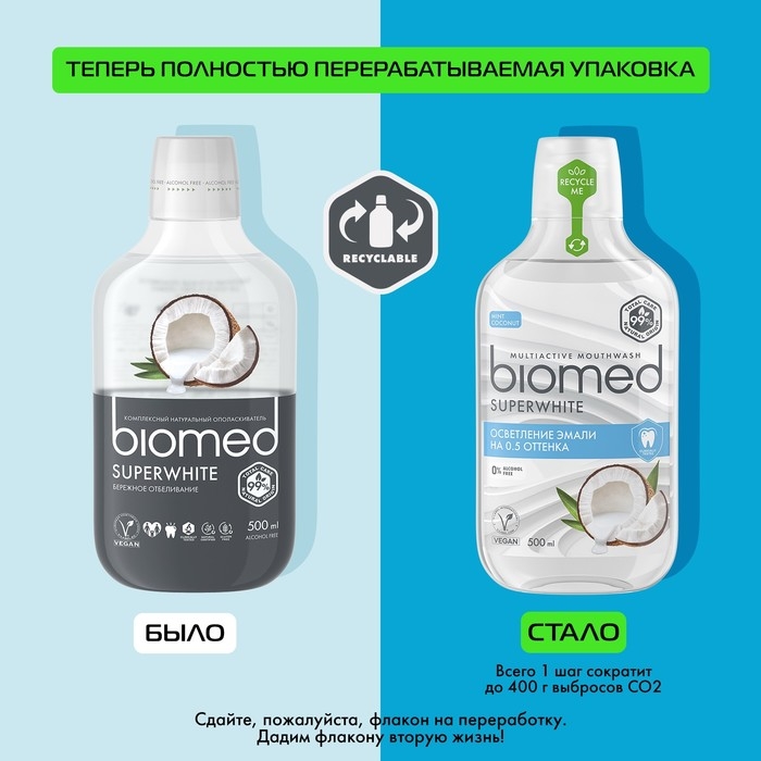 Ополаскиватель для полости рта BIOMED SUPER WHITE, 500 мл Ополаскиватель для полости рта BIOMED SUPER WHITE, 500 мл