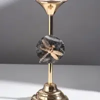 Металлический подсвечник на 1 свечу &laquo;Стрекоза&raquo;, золото, d=2.2 см, 11.5&times;11.5&times;29 см
