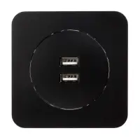 Розетка с 2 USB-A разъёмами, 2.1 А, 5 В, серия Circular, скрытый монтаж, чёрная