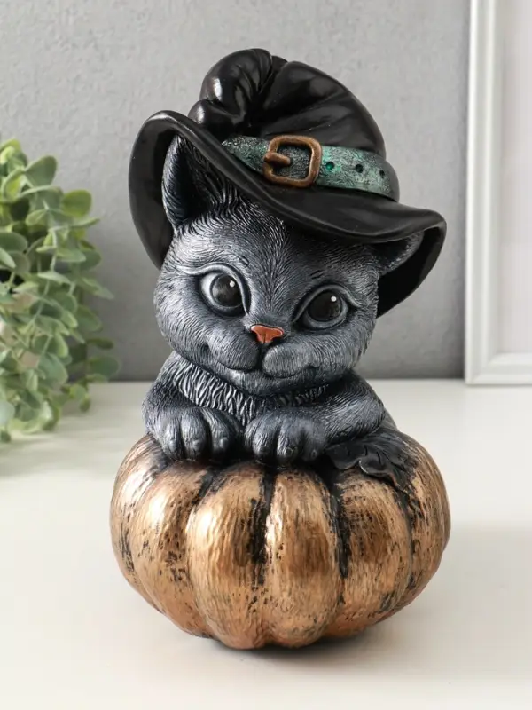 Копилка Копилка "Кот с тыквой" 27х22 см, бронза с серебром