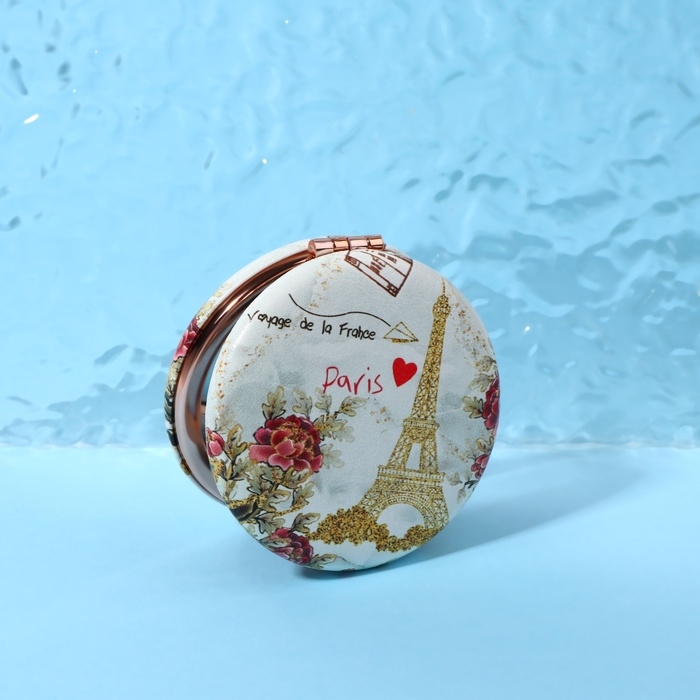 Зеркало складное «Париж», d = 7,5 см, с увеличением, искусственная кожа, цвет золотистый Зеркало складное «Париж», d = 7,5 см, с увеличением, искусственная кожа, цвет золотистый