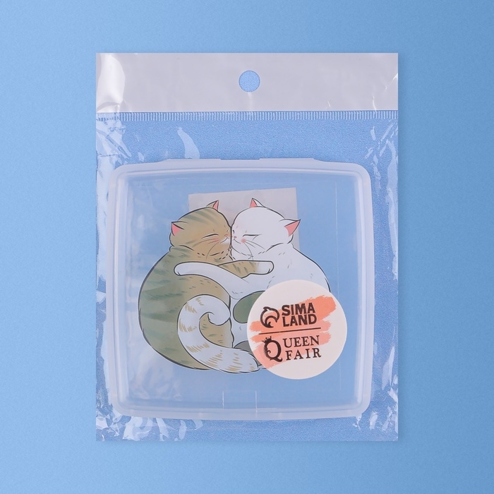 Органайзер для хранения гигиенических принадлежностей «Котики», 9.5×9.5×1.5 см, прозрачный