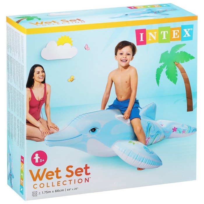 Игрушка для плавания «Дельфин», 175 х 66 см, от 3 лет, 58535NP INTEX Игрушка для плавания «Дельфин», 175 х 66 см, от 3 лет, 58535NP INTEX