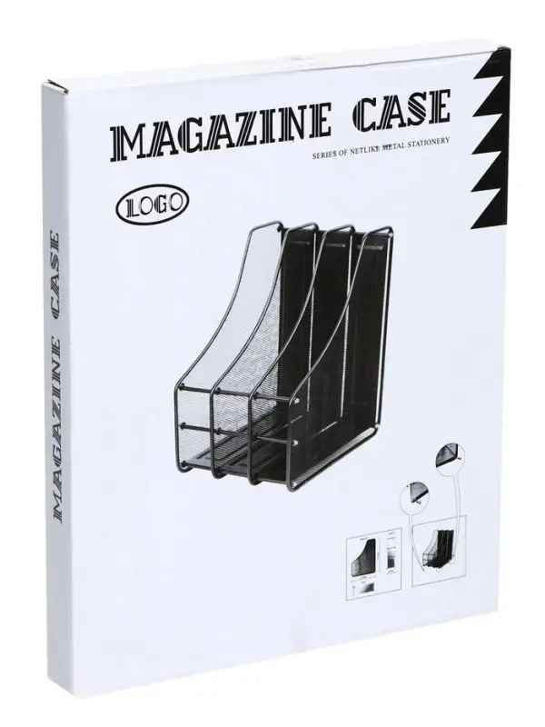 Лоток для бумаг А4, вертикальный, металлическая сетка, 3 отделения, чёрный