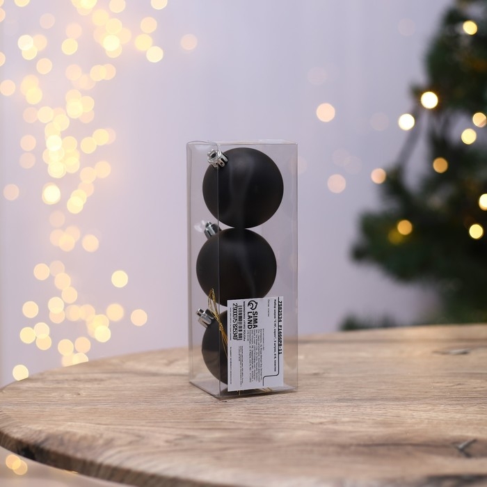 Шары ёлочные новогодние «С НГ, короч», на Новый год, пластик, d=6, 3 шт., цвет чёрный Шары ёлочные новогодние «С НГ, короч», на Новый год, пластик, d=6, 3 шт., цвет чёрный