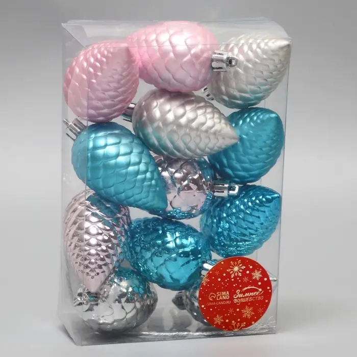 Ёлочные игрушки 12 шт. &laquo;Шишка&raquo; 6 см, МИКС