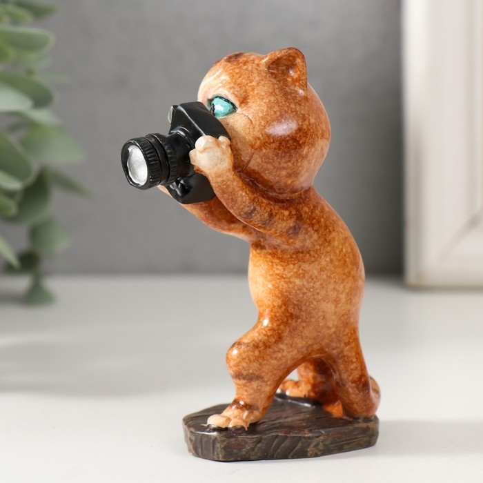 Сувенир полистоун лак Сувенир полистоун лак "Котишка фотокорреспондент" 6х4,5х9 см