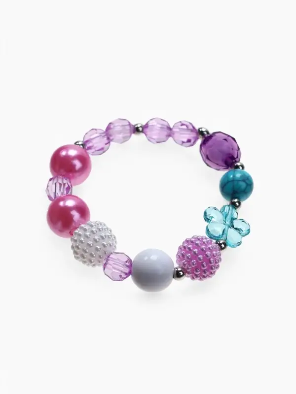 Набор детских украшений &laquo;Выбражулька. Единорог в цветах&raquo;, 2 предмета: бусы 45 см, браслет, d=5 см, фиолетовый