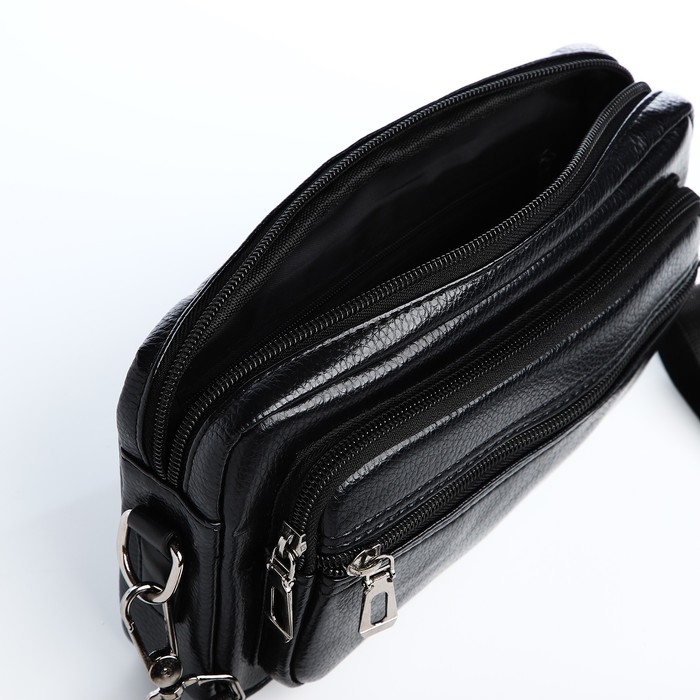 Сумка мужская через плечо, искусственная кожа, цвет чёрный Сумка мужская через плечо, искусственная кожа, цвет чёрный