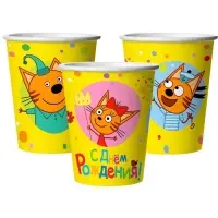 Стаканы  "Три Кота, Яркий праздник" 6 шт.(250 мл)