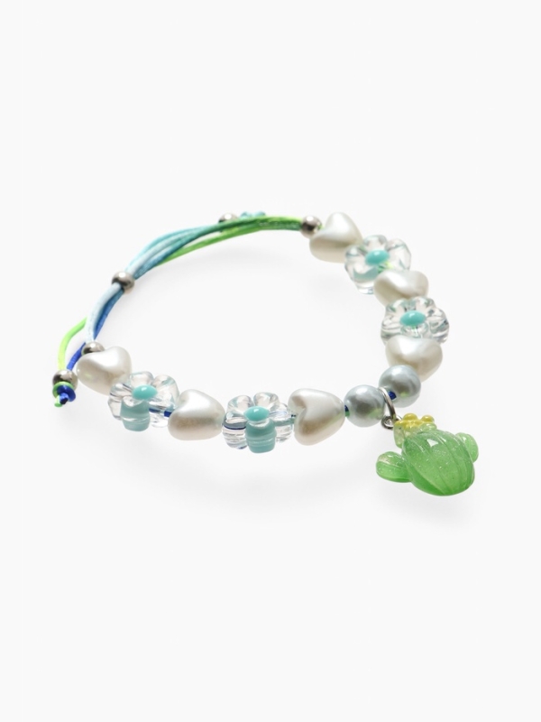 Браслет детский  Браслет детский "Выбражулька" на затяжке, кактус с бусинами цветы, цветной