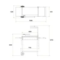 Мангал &laquo;МАН 203&raquo;, 128.5&times;52&times;90.1 см, 2 мм, колеса, боковые полки, крышка
