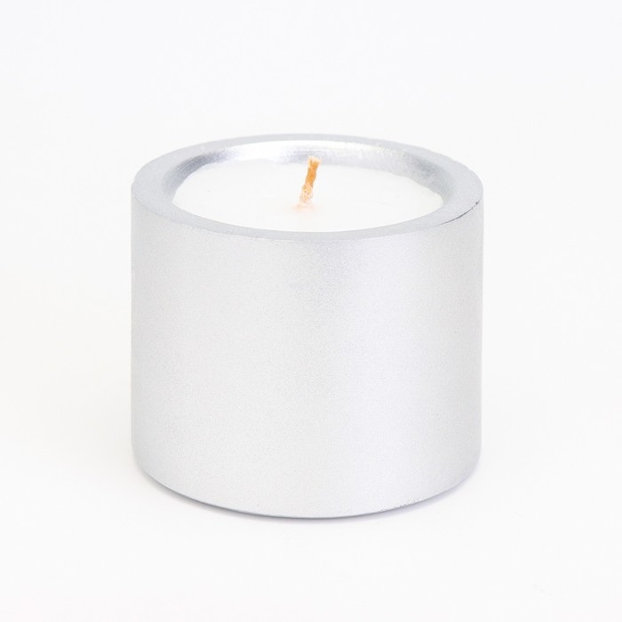 Свеча  Свеча "Цилиндр" в подсвечнике из гипса малый, 5х3,5см,серебро