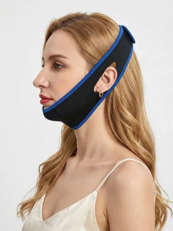 Маска текстильная против храпа, эластичная, на липучке, чёрная