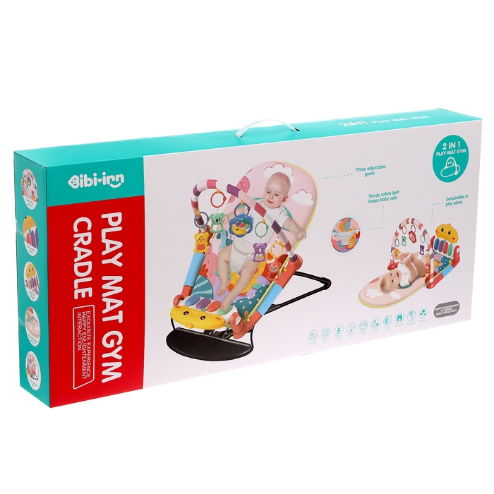 Набор 2 в 1 качель и коврик «Утёнок», световые, звуковые эффекты, цвет розовый