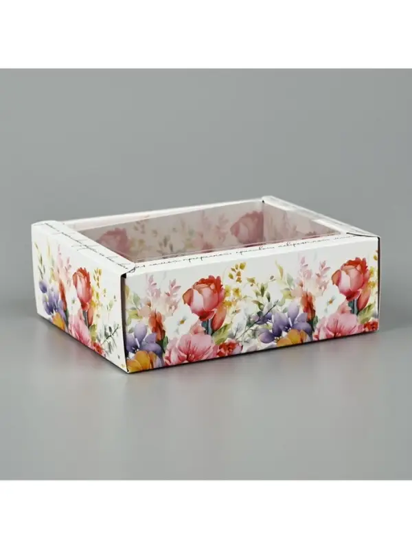 Коробка складная с пластиковой крышкой &laquo;Цветочные грёзы&raquo;, 11.5&times;9&times;4 см