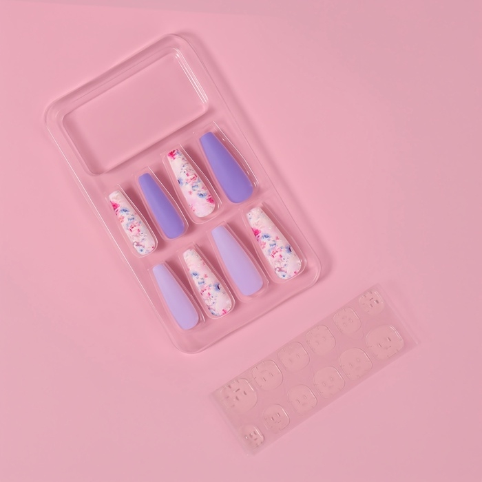 Накладные ногти «Весна», 12 шт, с клеевыми пластинами, форма балерина, разноцветные Накладные ногти «Весна», 12 шт, с клеевыми пластинами, форма балерина, разноцветные