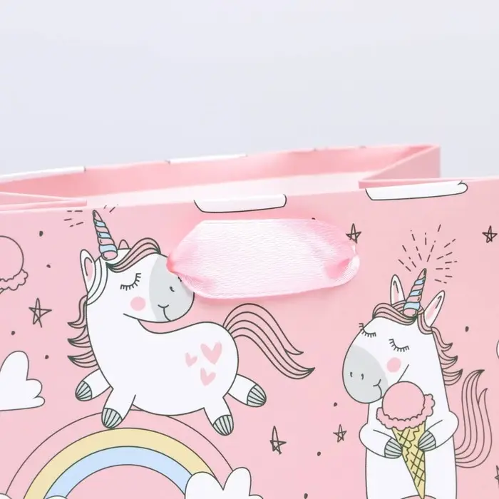 Пакет подарочный, упаковка, &laquo;Единорожки и радуга&raquo;, 20 х 16 х 8 см